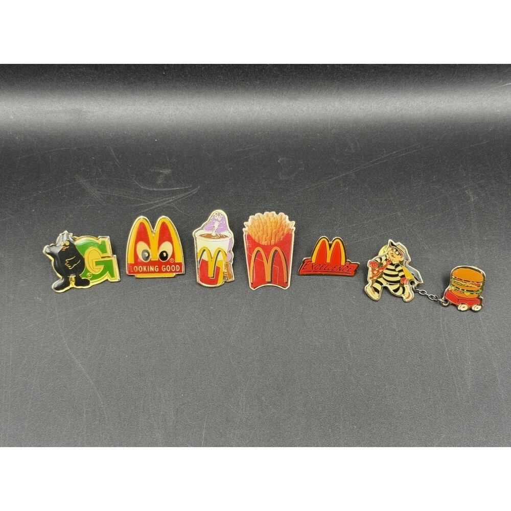 Vintage McDonald's Crew Pins Lot of 6 Grimace, Hamburglar, Retro McD's Pins